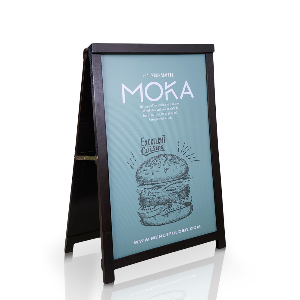 ป้ายไม้ตั้งหน้าร้าน สีดำเข็ม เท่ห์