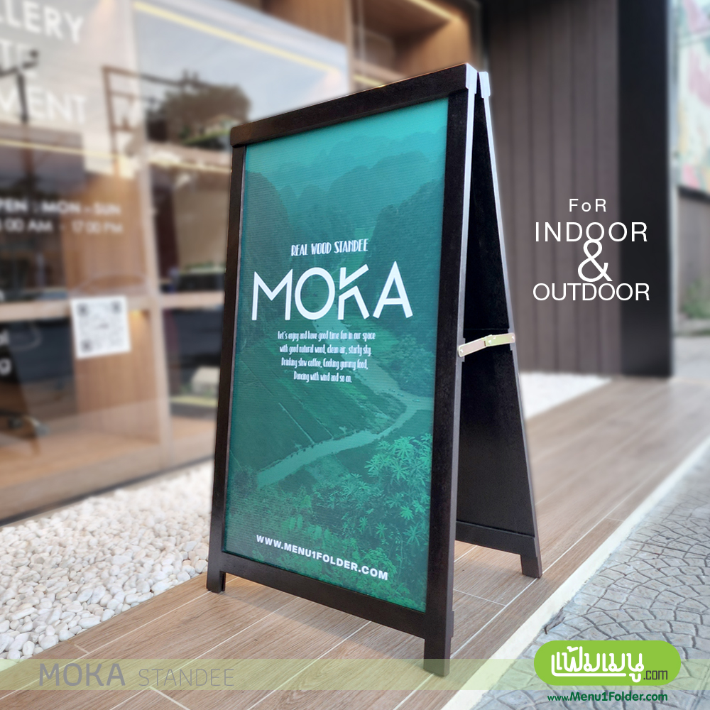 ป้ายไม้ตั้งหน้าร้าน ใช้ได้ทั้งใน Indoor และ Outdoor