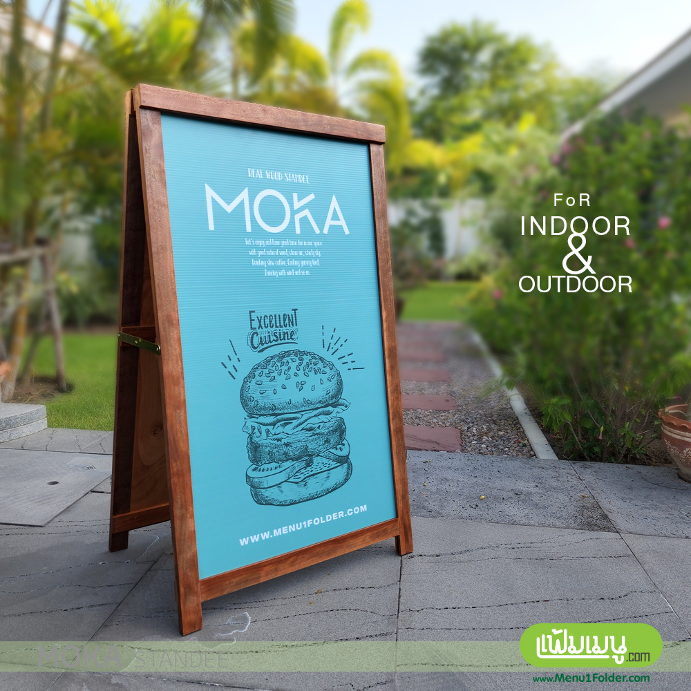 ป้ายไม้ตั้งหน้าร้าน ใช้ได้ทั้ง Indoor และ Outdoor