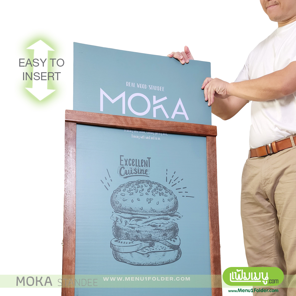 ป้ายไม้ตั้งหน้าร้าน สอดเปลี่ยนแผ่นเมนู ง่าย