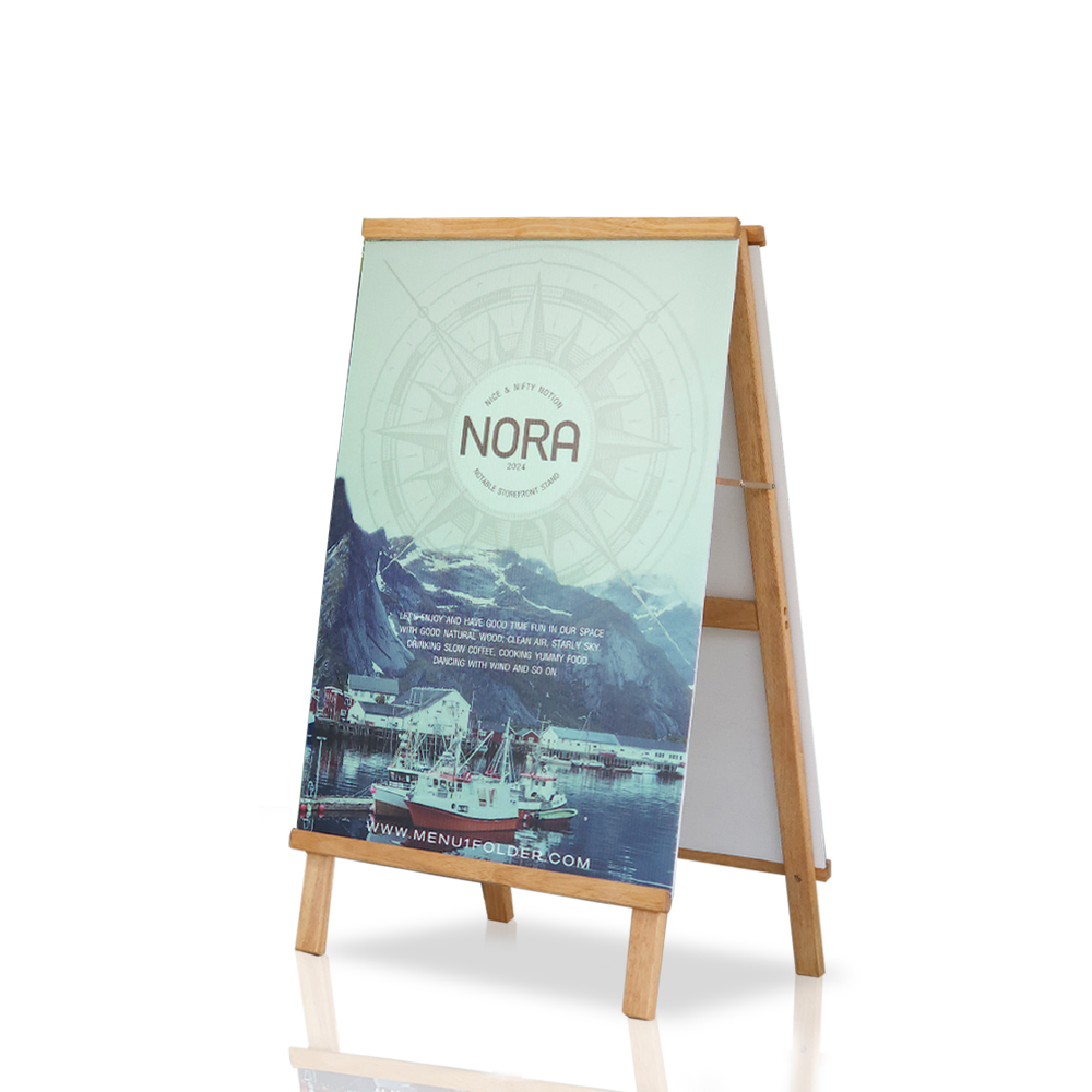 ป้ายไม้ตั้งหน้าร้าน แบบหน้า - หลัง