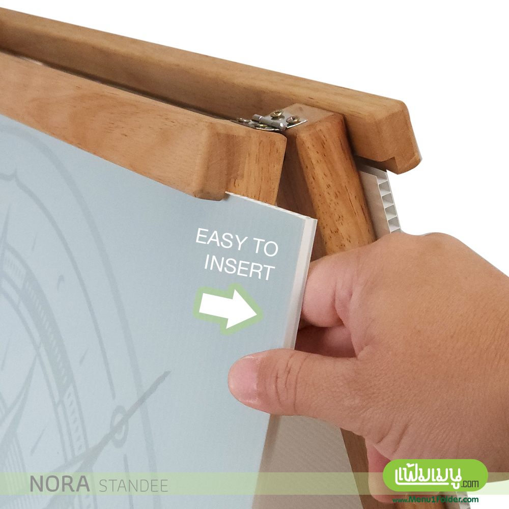 ป้ายไม้ตั้งหน้าร้าน 2 หน้า ถอดเปลี่ยนแผ่นง่าย