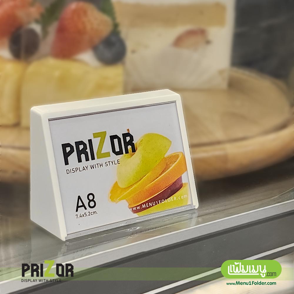 ป้ายอะคริลิค ขนาด A8 ใช้วางใส่ชื่ออาหาร และ ราคา