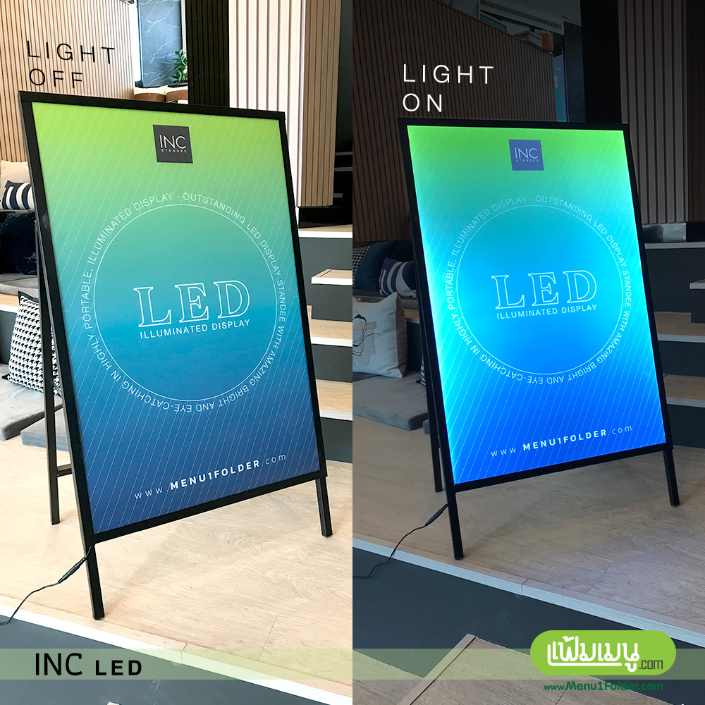 ป้ายไฟตั้งหน้าร้าน LED สว่างทั้งกลางวัน และ กลางคืน